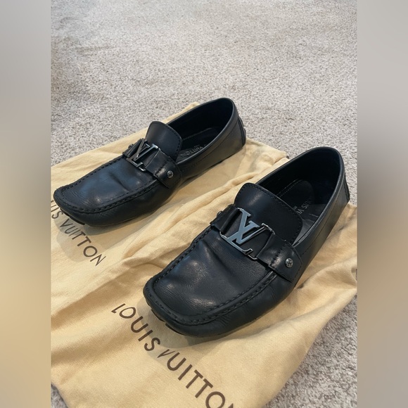 LOUIS VUITTON Monte Carlo Moccasin Black Calfskin Leather US Size 10.5 - Picture 12 of 13